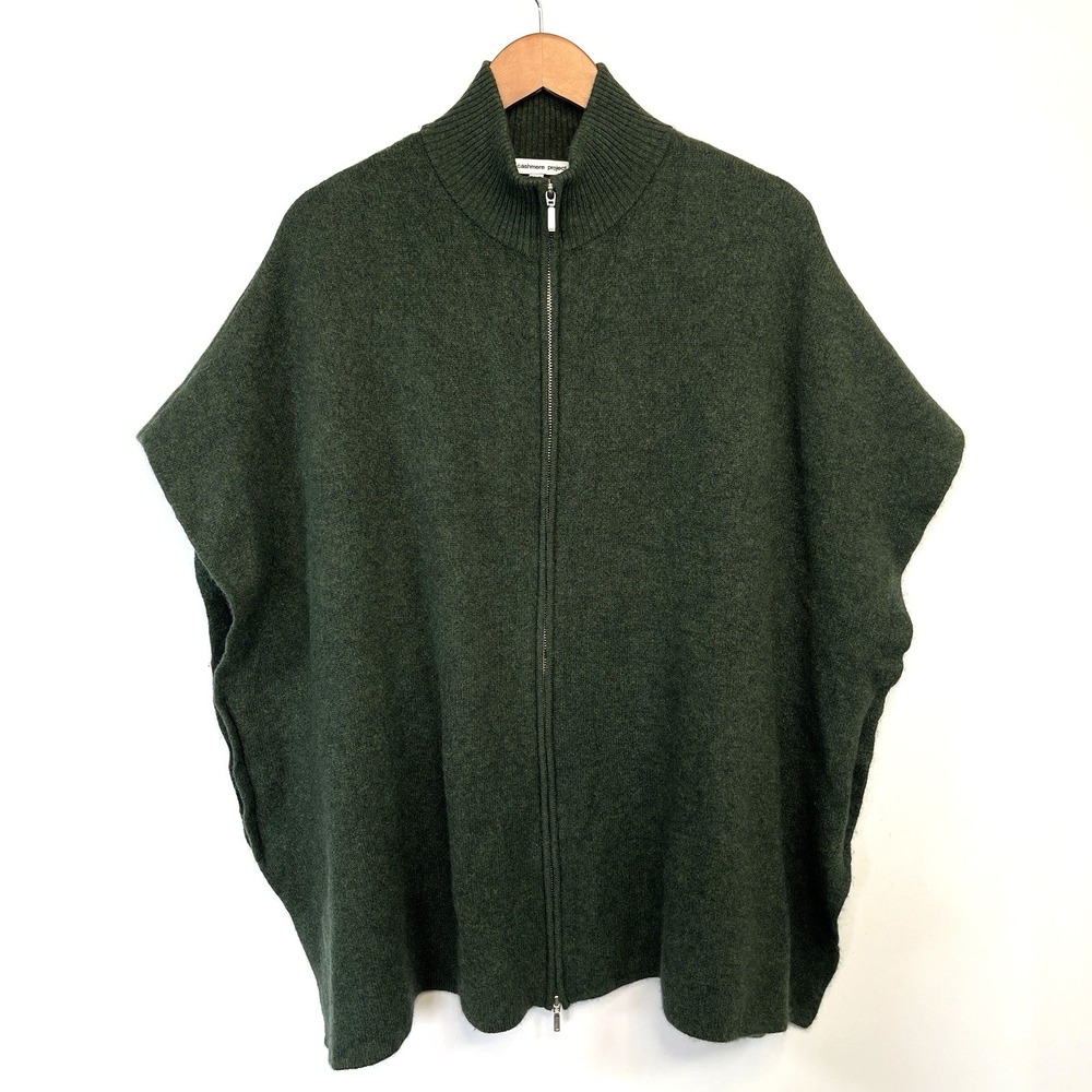 The Cashmere Project Womens Full Zip Cardigan Sweater Poncho O/S Green  $456